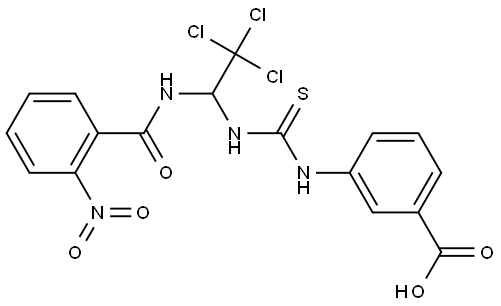 3-(3-(2,2,2-TRICHLORO-1-(2-NITRO-BENZOYLAMINO)-ETHYL)-THIOUREIDO)-BENZOIC ACID Struktur