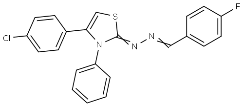 4-FLUOROBENZALDEHYDE (4-(4-CL-PHENYL)-3-PH-1,3-THIAZOL-2(3H)-YLIDENE)HYDRAZONE Struktur