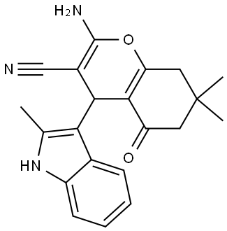 2-AMINO-7,7-DIMETHYL-4-(2-METHYL-1H-INDOL-3-YL)-5-OXO-5,6,7,8-TETRAHYDRO-4H-CHROMENE-3-CARBONITRILE Struktur