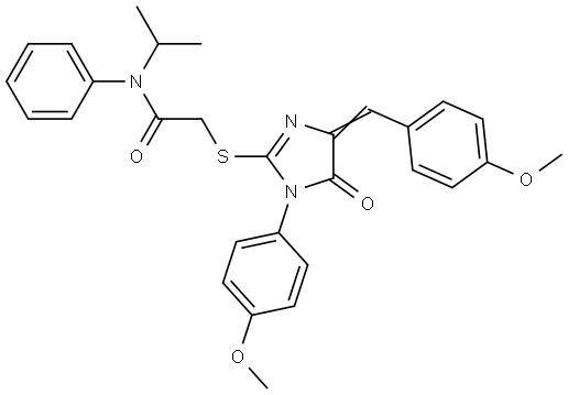 N-ISOPROPYL-2-{[(4E)-4-(4-METHOXYBENZYLIDENE)-1-(4-METHOXYPHENYL)-5-OXO-4,5-DIHYDRO-1H-IMIDAZOL-2-YL]SULFANYL}-N-PHENYLACETAMIDE Struktur