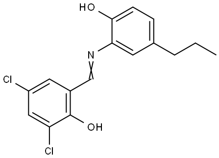 2,4-DICHLORO-6-(((2-HYDROXY-5-PROPYLPHENYL)IMINO)METHYL)PHENOL Struktur