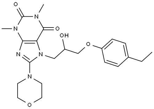 7-[3-(4-ETHYLPHENOXY)-2-HYDROXYPROPYL]-1,3-DIMETHYL-8-(4-MORPHOLINYL)-3,7-DIHYDRO-1H-PURINE-2,6-DIONE Struktur