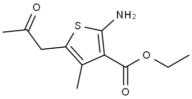 3-Thiophenecarboxylic acid, 2-amino-4-methyl-5-(2-oxopropyl)-, ethyl ester Struktur