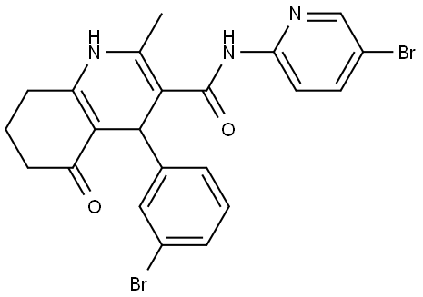 4-(3-BROMOPHENYL)-N-(5-BROMO-2-PYRIDINYL)-2-METHYL-5-OXO-1,4,5,6,7,8-HEXAHYDRO-3-QUINOLINECARBOXAMIDE Struktur