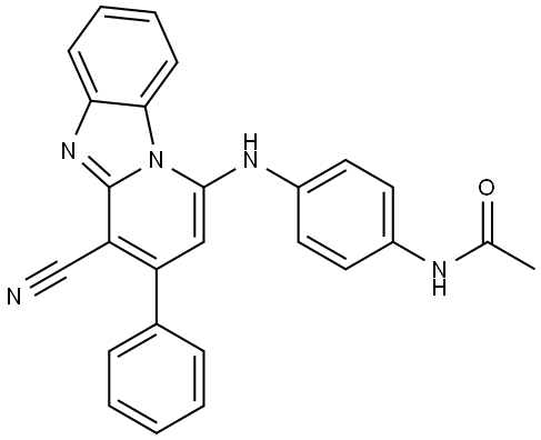 N-(4-((4-CYANO-3-PHENYLPYRIDO(1,2-A)BENZIMIDAZOL-1-YL)AMINO)PHENYL)ACETAMIDE Struktur