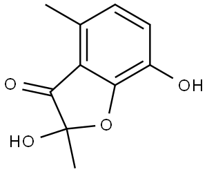 3(2H)-Benzofuranone, 2,7-dihydroxy-2,4-dimethyl- Struktur