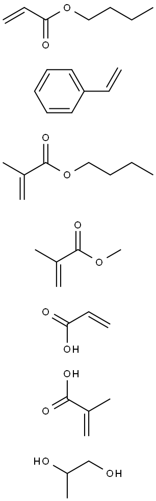 甲基丙酸丁酯與丙烯酸丁酯、苯乙烯、甲基烯酸甲酯、1,2-丙二醇單甲基丙烯酸酯和2-丙烯酸的聚合物, 37238-03-2, 結(jié)構(gòu)式