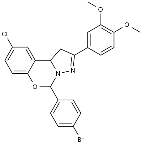 5-(4-BROMOPHENYL)-9-CHLORO-2-(3,4-DIMETHOXYPHENYL)-1,10B-DIHYDROPYRAZOLO[1,5-C][1,3]BENZOXAZINE Struktur