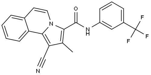 Pyrrolo[2,1-a]isoquinoline-3-carboxamide, 1-cyano-2-methyl-N-[3-(trifluoromethyl)phenyl]- Struktur