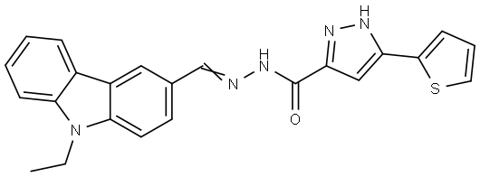 N'-((9-ET-9H-CARBAZOL-3-YL)METHYLENE)-3-(2-THIENYL)-1H-PYRAZOLE-5-CARBOHYDRAZIDE Struktur