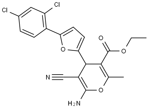 ETHYL 6-AMINO-5-CYANO-4-[5-(2,4-DICHLOROPHENYL)-2-FURYL]-2-METHYL-4H-PYRAN-3-CARBOXYLATE Struktur