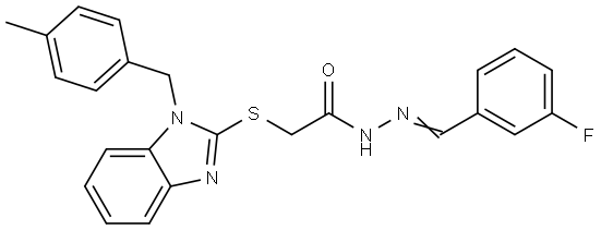 N'-(3-F-BENZYLIDENE)2-((1-(4-ME-BENZYL)-1H-BENZIMIDAZOL-2-YL)THIO)ACETOHYDRAZIDE Struktur
