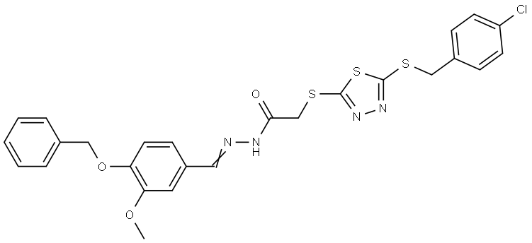N'-{(E)-[4-(BENZYLOXY)-3-METHOXYPHENYL]METHYLIDENE}-2-({5-[(4-CHLOROBENZYL)SULFANYL]-1,3,4-THIADIAZOL-2-YL}SULFANYL)ACETOHYDRAZIDE Struktur