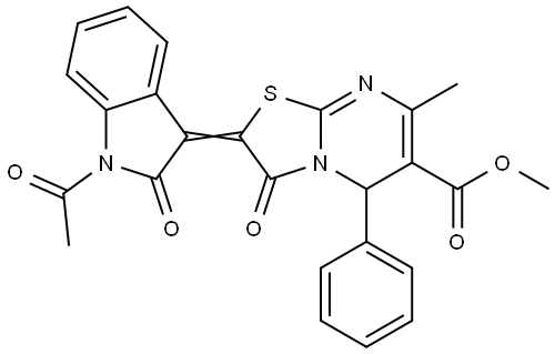 METHYL (2Z)-2-(1-ACETYL-2-OXO-1,2-DIHYDRO-3H-INDOL-3-YLIDENE)-7-METHYL-3-OXO-5-PHENYL-2,3-DIHYDRO-5H-[1,3]THIAZOLO[3,2-A]PYRIMIDINE-6-CARBOXYLATE Struktur