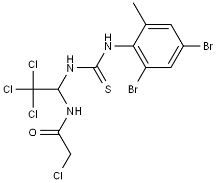 2-CHLORO-N-(2,2,2-TRICHLORO-1-{[(2,4-DIBROMO-6-METHYLANILINO)CARBOTHIOYL]AMINO}ETHYL)ACETAMIDE Struktur