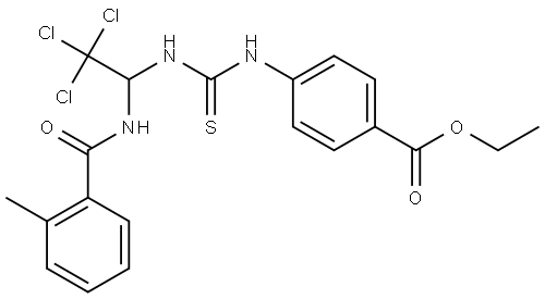 ETHYL 4-{[({2,2,2-TRICHLORO-1-[(2-METHYLBENZOYL)AMINO]ETHYL}AMINO)CARBOTHIOYL]AMINO}BENZOATE Struktur