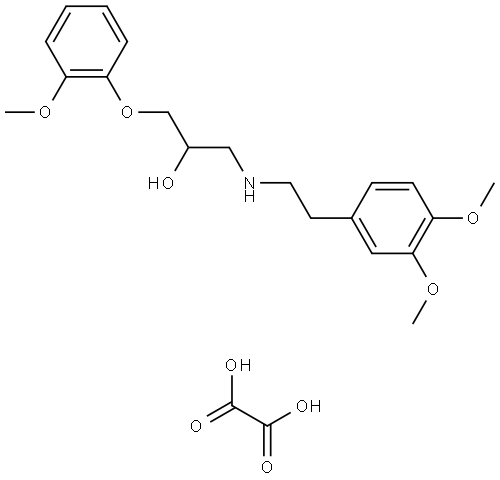 1-{[2-(3,4-dimethoxyphenyl)ethyl]amino}-3-(2-methoxyphenoxy)-2-propanol oxalate Struktur