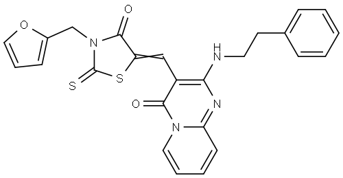 3-{(Z)-[3-(2-FURYLMETHYL)-4-OXO-2-THIOXO-1,3-THIAZOLIDIN-5-YLIDENE]METHYL}-2-[(2-PHENYLETHYL)AMINO]-4H-PYRIDO[1,2-A]PYRIMIDIN-4-ONE Struktur