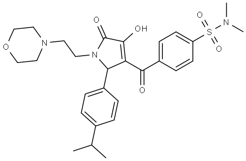 4-({4-HYDROXY-2-(4-ISOPROPYLPHENYL)-1-[2-(4-MORPHOLINYL)ETHYL]-5-OXO-2,5-DIHYDRO-1H-PYRROL-3-YL}CARBONYL)-N,N-DIMETHYLBENZENESULFONAMIDE Struktur