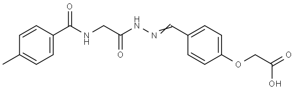 (4-(2-(((4-METHYLBENZOYL)AMINO)ACETYL)CARBOHYDRAZONOYL)PHENOXY)ACETIC ACID Struktur