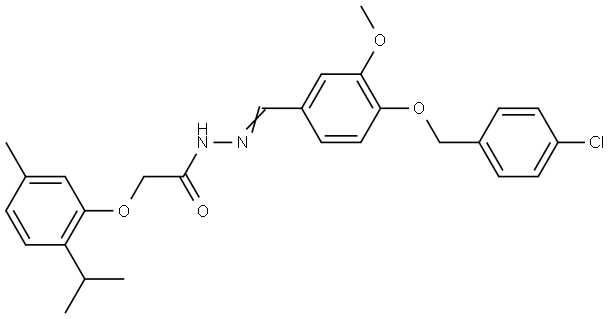 N'-((E)-{4-[(4-CHLOROBENZYL)OXY]-3-METHOXYPHENYL}METHYLIDENE)-2-(2-ISOPROPYL-5-METHYLPHENOXY)ACETOHYDRAZIDE Struktur