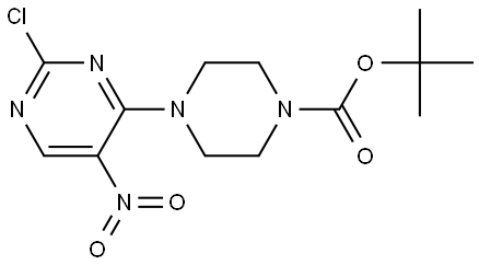 tert-butyl 4-(2-chloro-5-nitropyrimidin-4-yl)piperazine-1-carboxylate Struktur