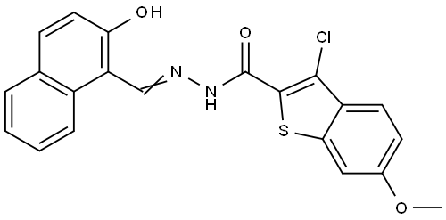 3-CL-N'-((2-HO-1-NAPHTHYL)METHYLENE)-6-METHOXY-1-BENZOTHIOPHENE-2-CARBOHYDRAZIDE Structure