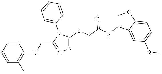 N-(5-METHOXY-2,3-DIHYDRO-1-BENZOFURAN-3-YL)-2-([5-[(2-METHYLPHENOXY)METHYL]-4-PHENYL-4H-1,2,4-TRIAZOL-3-YL]SULFANYL)ACETAMIDE Struktur