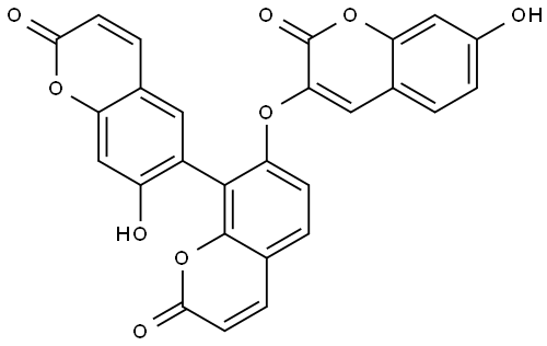 [6,8′-Bi-2H-1-benzopyran]-2,2′-dione, 7-hydroxy-7′-[(7-hydroxy-2-oxo-2H-1-benzopyran-3-yl)oxy]- Struktur