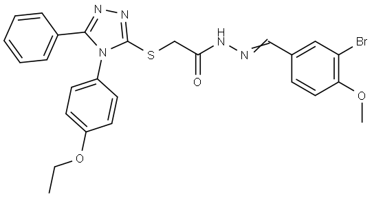 N'-[(E)-(3-BROMO-4-METHOXYPHENYL)METHYLIDENE]-2-{[4-(4-ETHOXYPHENYL)-5-PHENYL-4H-1,2,4-TRIAZOL-3-YL]SULFANYL}ACETOHYDRAZIDE Struktur
