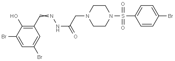 2-{4-[(4-BROMOPHENYL)SULFONYL]-1-PIPERAZINYL}-N'-[(E)-(3,5-DIBROMO-2-HYDROXYPHENYL)METHYLIDENE]ACETOHYDRAZIDE Struktur