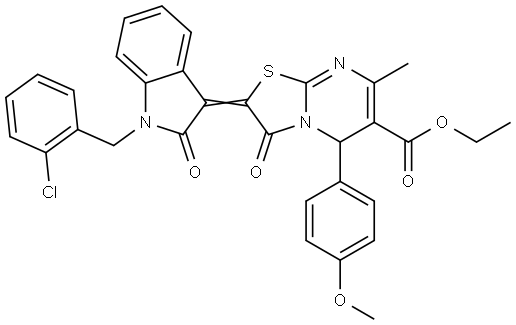 ETHYL (2Z)-2-[1-(2-CHLOROBENZYL)-2-OXO-1,2-DIHYDRO-3H-INDOL-3-YLIDENE]-5-(4-METHOXYPHENYL)-7-METHYL-3-OXO-2,3-DIHYDRO-5H-[1,3]THIAZOLO[3,2-A]PYRIMIDINE-6-CARBOXYLATE Struktur