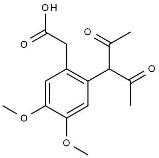 2-(2-(2,4-dioxopentan-3-yl)-4,5-dimethoxyphenyl)acetic acid Struktur