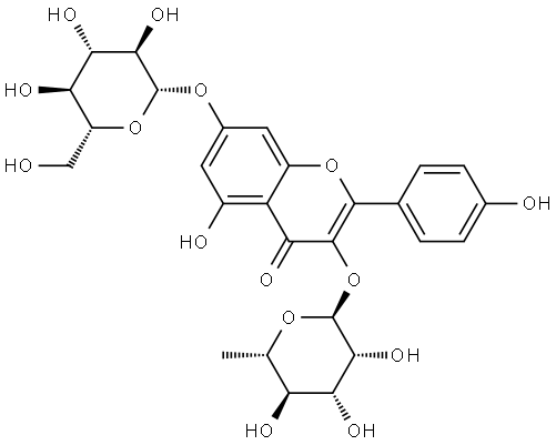 Kaempferol 3-O-rhamnoside-7-O-glucoside Struktur