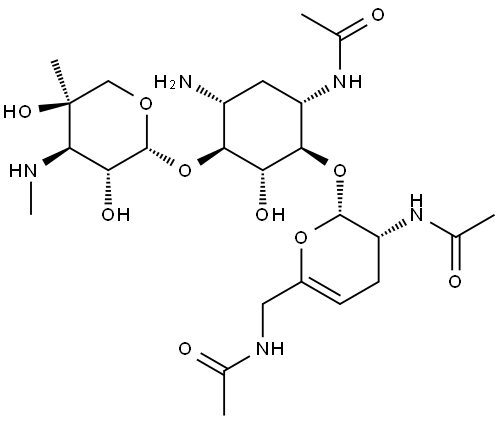 D-Streptamine, O-2,6-bis(acetylamino)-2,3,4,6-tetradeoxy-α-D-glycero-hex-4-enopyranosyl-(1→4)-O-[3-deoxy-4-C-methyl-3-(methylamino)-β-L-arabinopyranosyl-(1→6)]-N3-acetyl-2-deoxy-