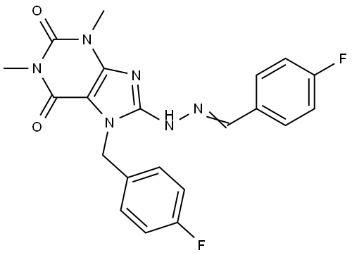 4-FLUOROBENZALDEHYDE [7-(4-FLUOROBENZYL)-1,3-DIMETHYL-2,6-DIOXO-2,3,6,7-TETRAHYDRO-1H-PURIN-8-YL]HYDRAZONE Struktur