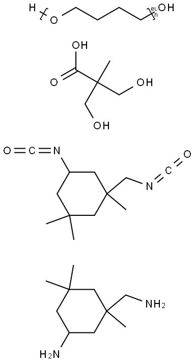Polytetramethylene glycol, isophoronediisocyanate, dimethylolpropionic acid, isophoronediamine polymer Struktur