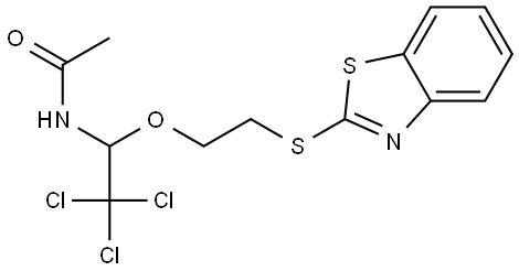 N-(1-(2-(1,3-BENZOTHIAZOL-2-YLTHIO)ETHOXY)-2,2,2-TRICHLOROETHYL)ACETAMIDE Struktur