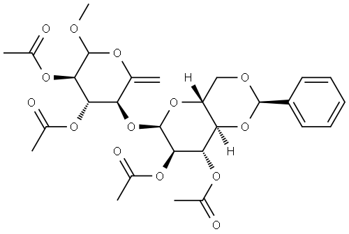 D-xylo-Hex-5-enopyranoside, methyl 6-deoxy-4-O-[2,3-di-O-acetyl-4,6-O-[(R)-phenylmethylene]-α-D-glucopyranosyl]-, diacetate (9CI)