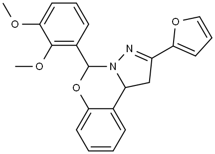 5-(2,3-DIMETHOXYPHENYL)-2-(2-FURYL)-1,10B-DIHYDROPYRAZOLO(1,5-C)(1,3)BENZOXAZINE Struktur