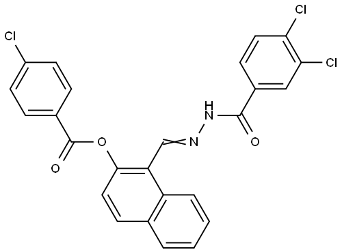 1-(2-(3,4-DICHLOROBENZOYL)CARBOHYDRAZONOYL)-2-NAPHTHYL 4-CHLOROBENZOATE Struktur