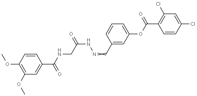 3-(2-(((3,4-DIMETHOXYBENZOYL)AMINO)AC)CARBOHYDRAZONOYL)PH 2,4-DICHLOROBENZOATE Struktur