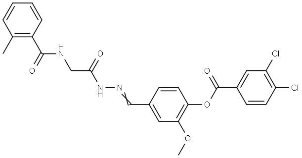 2-MEO-4-(2-(((2-METHYLBENZOYL)AMINO)AC)CARBOHYDRAZONOYL)PH 3,4-DICHLOROBENZOATE Struktur