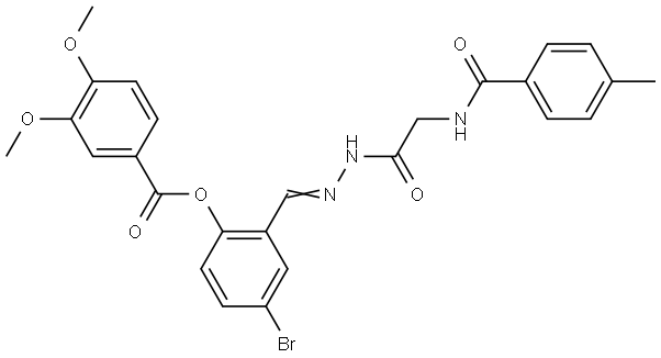 4-BR-2-(2-(((4-METHYLBENZOYL)AMINO)AC)CARBOHYDRAZONOYL)PH 3,4-DIMETHOXYBENZOATE Struktur