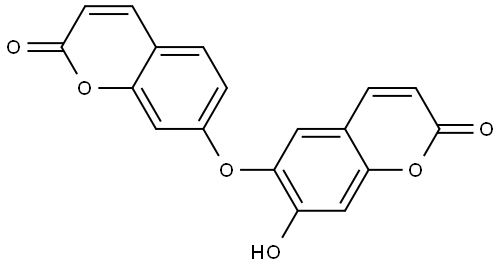 2H-1-Benzopyran-2-one, 7-hydroxy-6-[(2-oxo-2H-1-benzopyran-7-yl)oxy]- Struktur