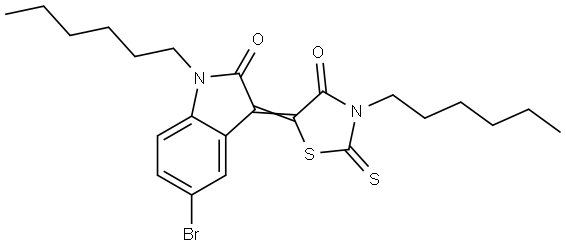 (3Z)-5-BROMO-1-HEXYL-3-(3-HEXYL-4-OXO-2-THIOXO-1,3-THIAZOLIDIN-5-YLIDENE)-1,3-DIHYDRO-2H-INDOL-2-ONE Struktur