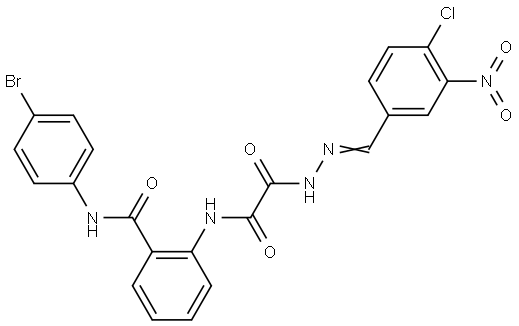 N-(4-BR-PH)-2-(((2-(4-CL-3-NITROBENZYLIDENE)HYDRAZINO)(OXO)AC)AMINO)BENZAMIDE Struktur