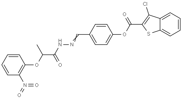 4-((E)-{2-[2-(2-NITROPHENOXY)PROPANOYL]HYDRAZONO}METHYL)PHENYL 3-CHLORO-1-BENZOTHIOPHENE-2-CARBOXYLATE Struktur