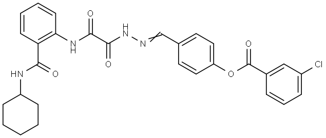 4-{(E)-[2-(2-{2-[(CYCLOHEXYLAMINO)CARBONYL]ANILINO}-2-OXOACETYL)HYDRAZONO]METHYL}PHENYL 3-CHLOROBENZOATE Struktur