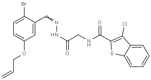 N-(2-{(2E)-2-[5-(ALLYLOXY)-2-BROMOBENZYLIDENE]HYDRAZINO}-2-OXOETHYL)-3-CHLORO-1-BENZOTHIOPHENE-2-CARBOXAMIDE Struktur